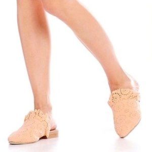 Free People Peach Sienna Eyelet Slip-on Mules 7